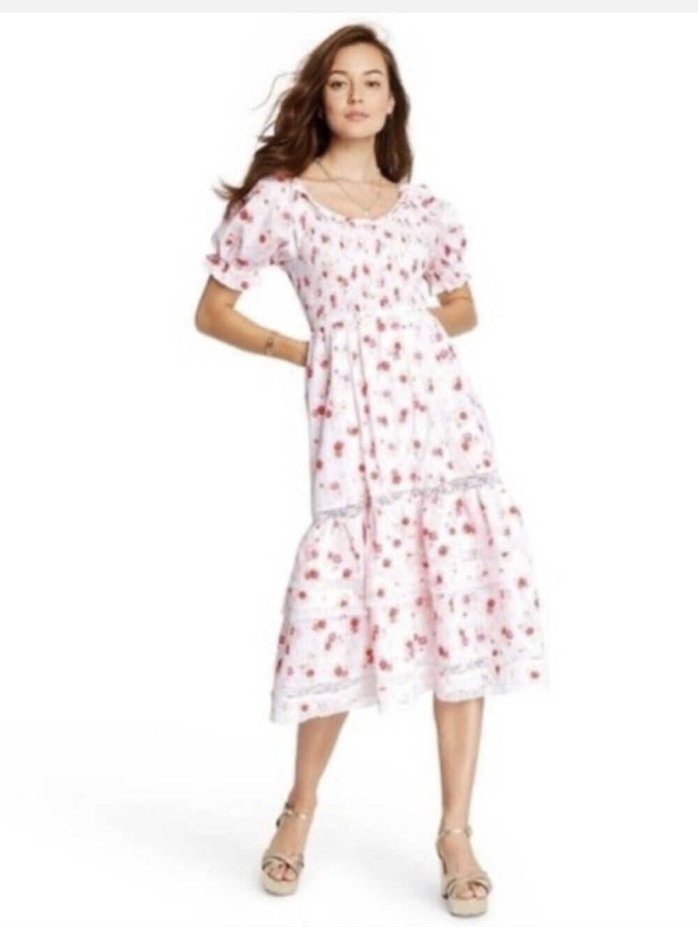 LoveShackFancy X Target Cosette Smocked Floral Puff Sleeve Tiered Dress